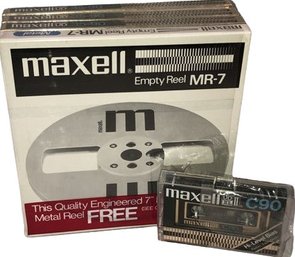 Unopened 3 Maxell Reel Recording Tape And 1 Unopened Cassette Tape
