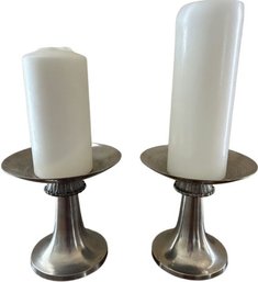 Bombay Candle Stick With Silver Candle Holder -  11' & 12.5 Tall