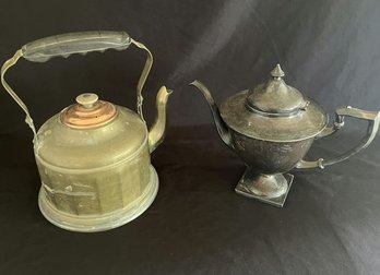 Two Antique Metal Tea Pots.