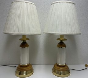 Set Of Two Wooden Table Lamps