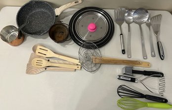 Kitchen/Cooking Accessorys Including Pots And Pan, Wooden Utensils, Metal Utensils, And Magnetic Hot Pan
