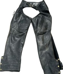 Leather Motorcycle Chaps. Size M