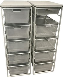 Elfa Container Store 2 White Racks With Wire Slide In Bins
