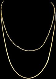 2 Necklaces 14K Gold Stamp, Longest Is 22'