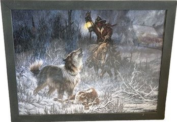 Framed Artwork Puzzle Cowboy In The Night 22'H X 28'