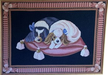 Large Framed Needle Point Dogs-50x37