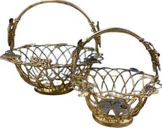 Silver Plated Vineyard Themed Baskets By Godinger Silver Art Co (11x12x10 & 7.5x7.5x7)