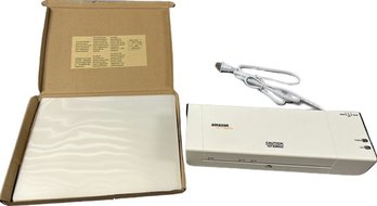 Amazon Basics Laminator (13.5x4x2.5) With A Package Of Letter Size Laminating Pouches (9x11.5)