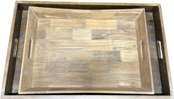 (2) Wooden Serving Trays