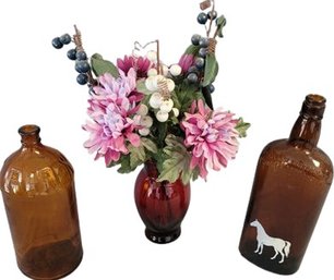 Vintage Bottles And Vase - 11' Longest And 7' Shortest