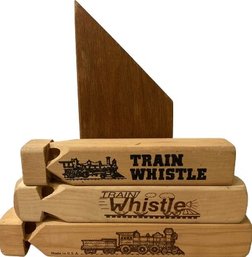 Collection Of Wooden Train Whistles (Longest Is 9in Long)