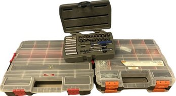 Set Of Hardware Organizers From Hyper Tough(15x11.5x3) And HDX(12.5x11x3.5)with Kobalt Ratchet Set