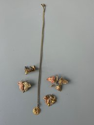 Vintage Pin Necklace & Earring Set