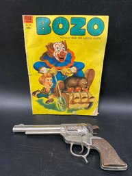 Bozo Comic From Dell Comics And  Vintage Toy Cowboy Gun From Buckn Broc