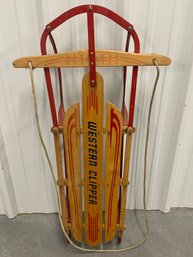 Vintage Western Clipper Childrens Snow Sled (23x47)