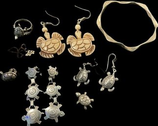 Turtle Lovers Collection: Ring, Pierced Earrings, Pendants