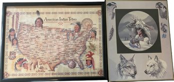 Two Framed Native American Themed Prints (One Including Artist Signature) 25x19 & 16x20