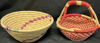 (2) Woven Wicker Basket Set