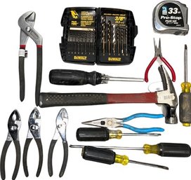 Assortment Of Tools- DeWalt Bits, Task Force 10in Channel Locks, Screw Drivers & More!