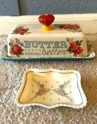 Lenox Floral Butter Dish And Tray (8.5in Long)