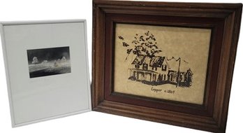 Photograph And Woodprint.