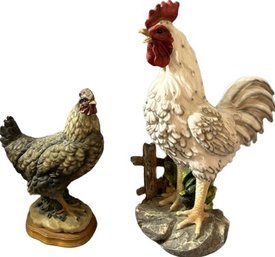 Rooster And Hen Statue Decor (2) 17in Tall- Appears To Be Plastic