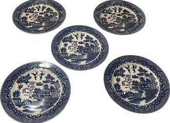 Blue & White Japanese Dishes: 5-Lg Plates 9,  3-Sm Plates 7, 3-Saucers 6 3-Bowls 6