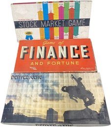 Collection Of Vintage Board Games, Denver Scene, Finance & Fortune, Stock Market Game, Shadowlord, And More