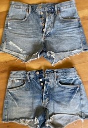 Ladies Button Down Designer Jeans Shorts, Agolde, Citizens Of Humanity - Size 25