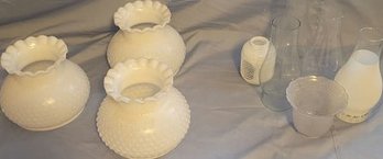 Lot Antique Glass Light Covers And Lamp Covers