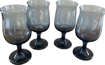 Blue Wine Goblet Glasses Set Of 4 - 5.5'T