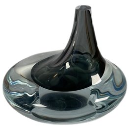 Droplet Vessel By SkLO - Deep Gray And Clear Glass.