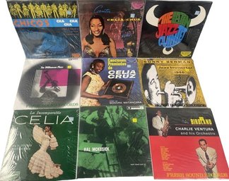 9 Unopened Vinyl Collection Including Cellia Cruz, Charlie Ventura, Hal Mckusick, And Many More