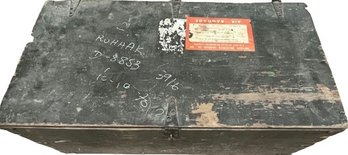 Vintage Military Trunk Locker Foot Barracks With Air Baggage Stickers From Nov 70. 32x16x14