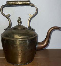 Brass/Copper Tea Pot - 10.5'H