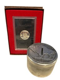 Eisenhower United States Proof Dollar With Buffalo Nicole Themed Coin Bank
