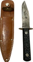 Vintage Fixed Hunting Knife And Sheath From Imperial Prov. (4.5in Blade/4in Handle)