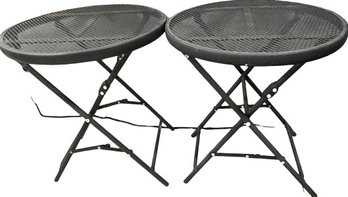 Pair Of Collapsible Wrought Iron Side Table- 18Wx20T, Some Rust Underside