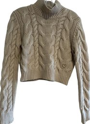 CLAUDIA SCHIFFER FRAME Cropped Cable-knit Merino Wool Turtleneck Sweater - XS