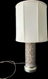 Elegant Scroll Design Table Lamp Base & Cream Shade - 28Hx13W