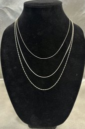 3 Silver Necklaces, Stamped 925