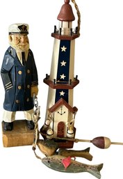 Create A Craft, Celebration Lighthouse - Wooden Captain And Lighthouse (12in Tall)