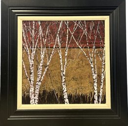 Framed Textured Birch Tree Print- 29x29