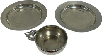 Stieff Pewter Plates From Williamsburg And WEB Pewter Bowl