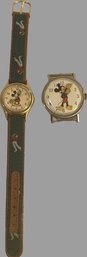 Mickey Mouse Watches. One With Leather Golfer Band (7). Untested