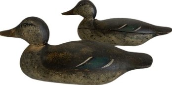 2 Vintage Duck Decoys.  With Has A Cracks. 15.5x5x6