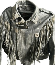 Harley Davidson Leather Jacket With Fringe. Size 40.