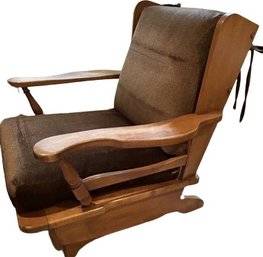 Wood Glider Chair With Brown Cushion