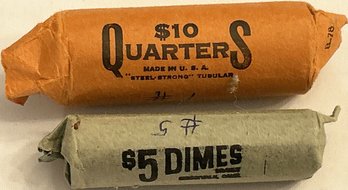 Coins: $5 Dimes And 1964 $10 Quarters