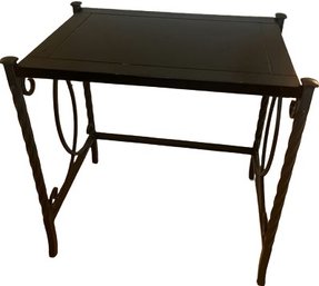 Black Wood & Metal Side Table: 22x16x25